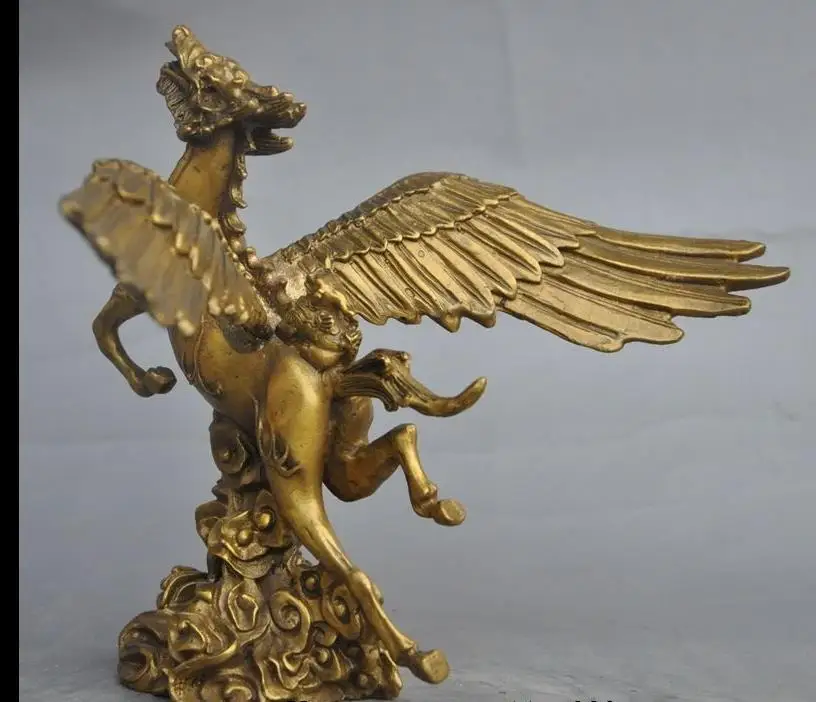 671115629+++8&quotChina FengShui Brass dragon head fly Horses auspicious Lucky statue Sculpture | Дом и сад