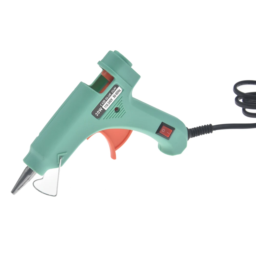 Green Цветной 20 Вт термоплавкий клеевой пистолет с подставкой DIY ручной инструмент для ремонта дома электрический деревообрабатывающий ремесло Игрушечная модель нагревательный электроинструмент - Цвет: Green