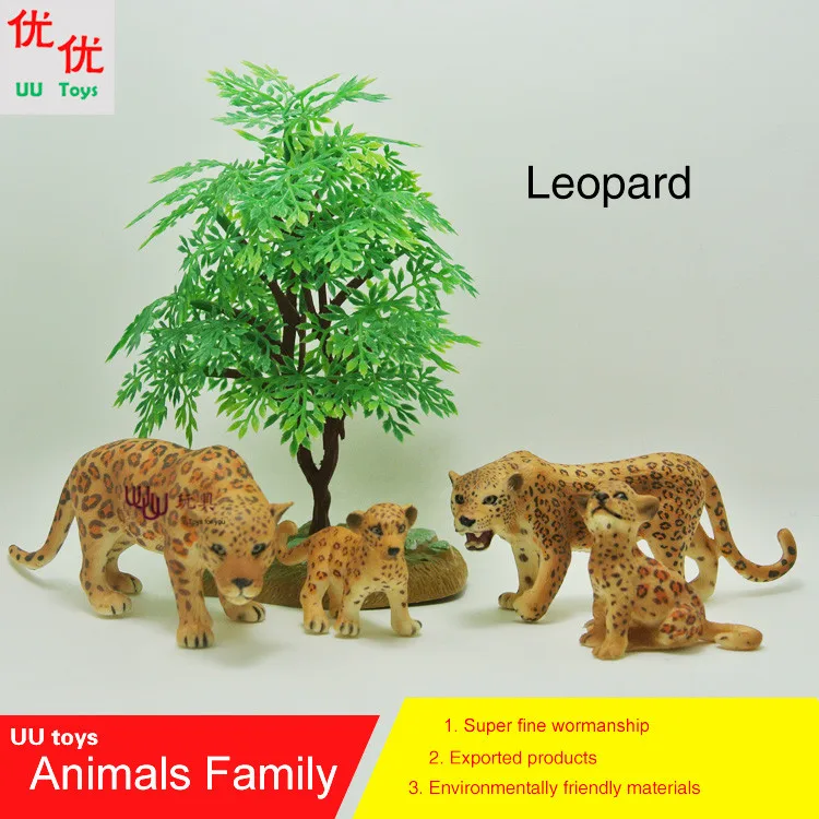 

Hot toys: 4 Leopard(Panthera pardus) family pack Simulation model Animals kids toys children Action Figures Action Figures