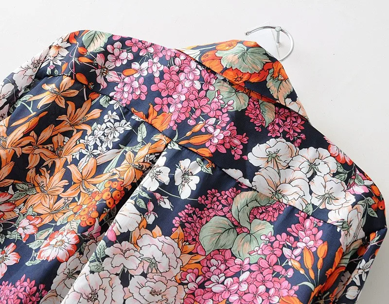 Новый 2016 Весна Лето Урожай Цветочные Печати Рубашка Женщины С Длинным Рукавом