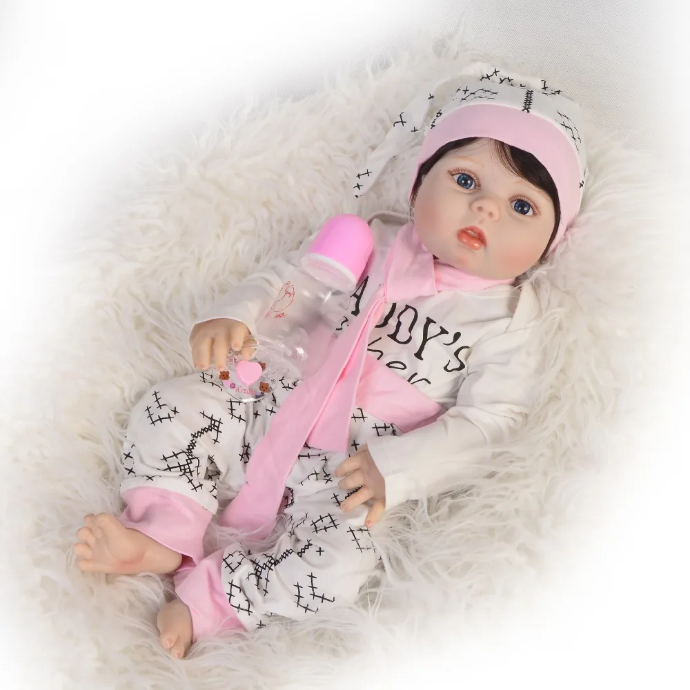 Милая принцесса в шляпе 55 см силиконовая кукла Reborn Baby Girl Alive Real Bebes Кукла Boneca