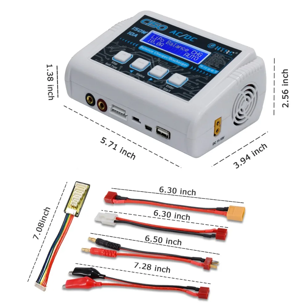 Горячая HTRC C150 Lipo зарядное устройство батарея Rc AC/DC 150 Вт 10A RC Баланс Dis зарядное устройство для LiPo LiHV LiFe Lilon NiCd NiMh Pb батарея