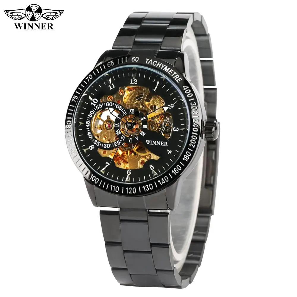 Арабские цифровые автоматические механические часы для мужчин Изысканные со