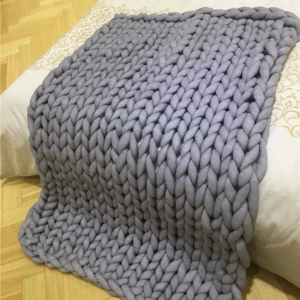 Популярное толстое одеяло из ниток зимнее теплое домашнее Европейское вязаное