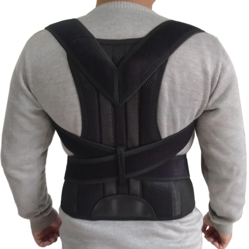 Черный пояс из полиэстера Корректор осанки позвоночника бандаж через плечо