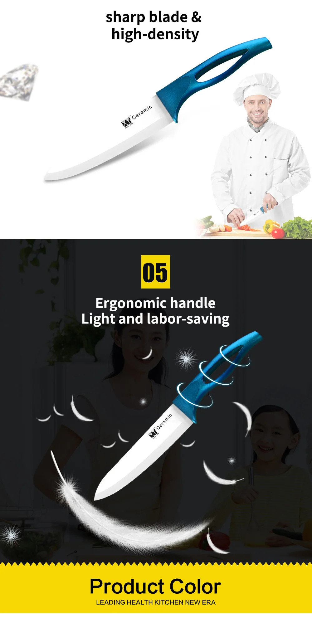 XYj 5 шт. набор керамических кухонных ножей с бесплатными крышками, керамический нож для очистки овощей, кухонные инструменты, аксессуары
