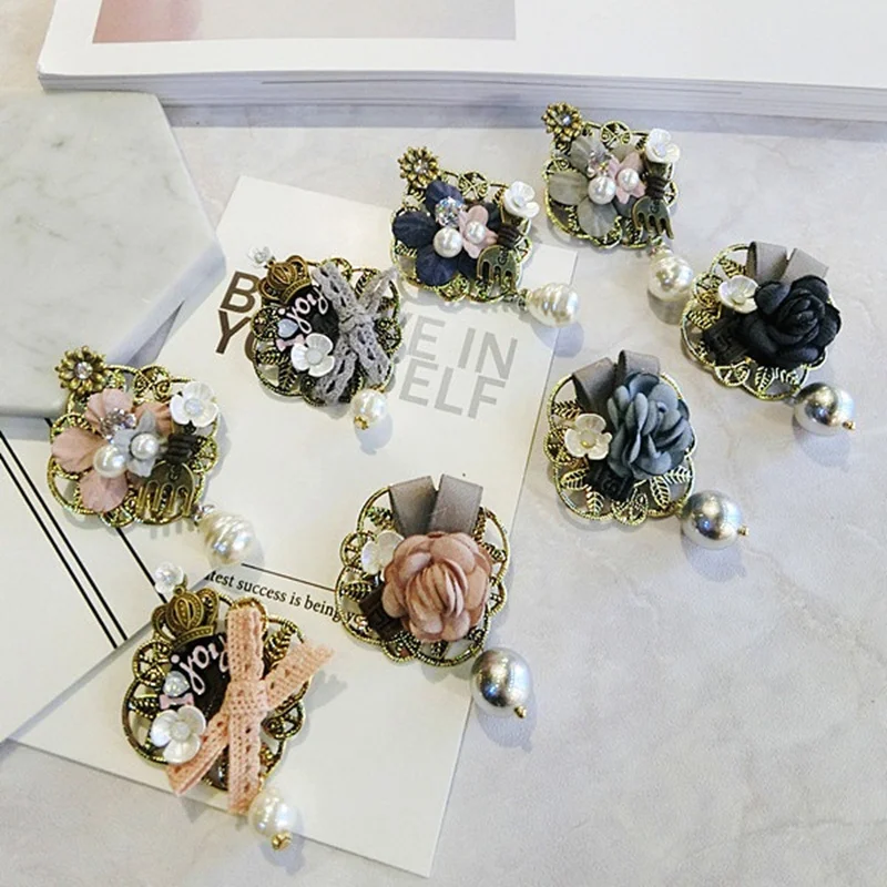 Винтаж разноцветных роз Броши для женщин Шикарный цветок Кристалл Кружево