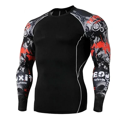 Style A Фитнес ММА боксерская рубашка для мужчин Рашгард ММА Bjj Jiu jitsu футболка с длинным рукавом Muay thai Мужчины Череп печати 3D боксерские Майки Топы - Цвет: Style A
