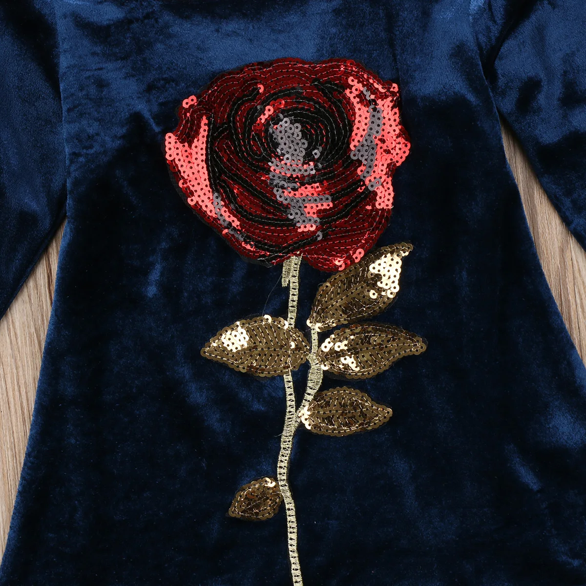 Бархатное платье для девочек милое детское Цветочное маленьких с блестками 3D