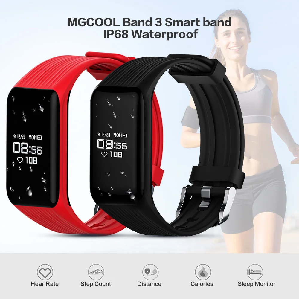 MGCOOL группа 3 Smartband IP68 Водонепроницаемый Плавание доказательство монитор