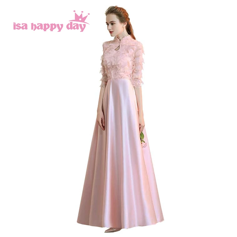 

vintage bridesmaid formal high neck ball dress women 2020 dresses from china long lace with sleeve wedding party under 100 H4179