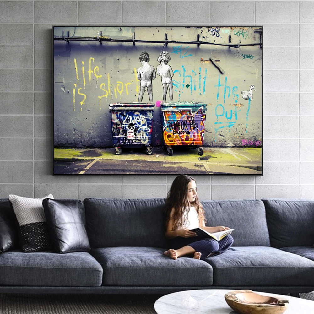 Современное уличное настенное искусство холст принты Life Is Short Wall Graffiti фотография