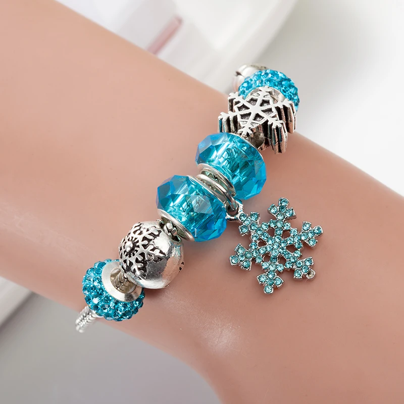 Viovia змея цепочки браслеты и браслет для женщин синий Кристалл Снежинка трава