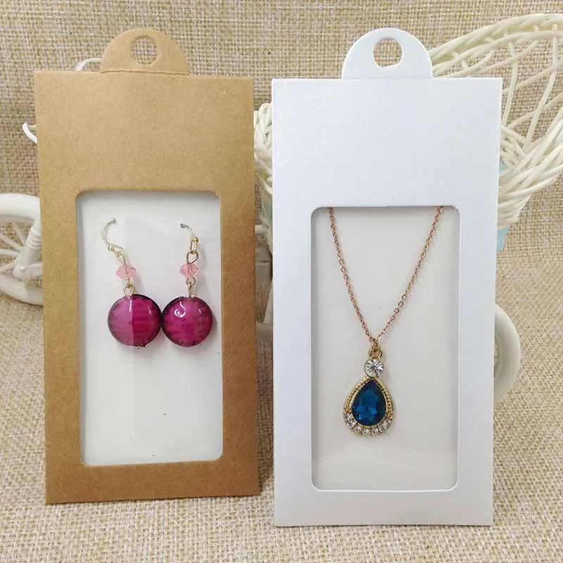 Крафт колье карточка и висячая оконная коробка крафт/черный/белый 13 5X6 5 см серьги