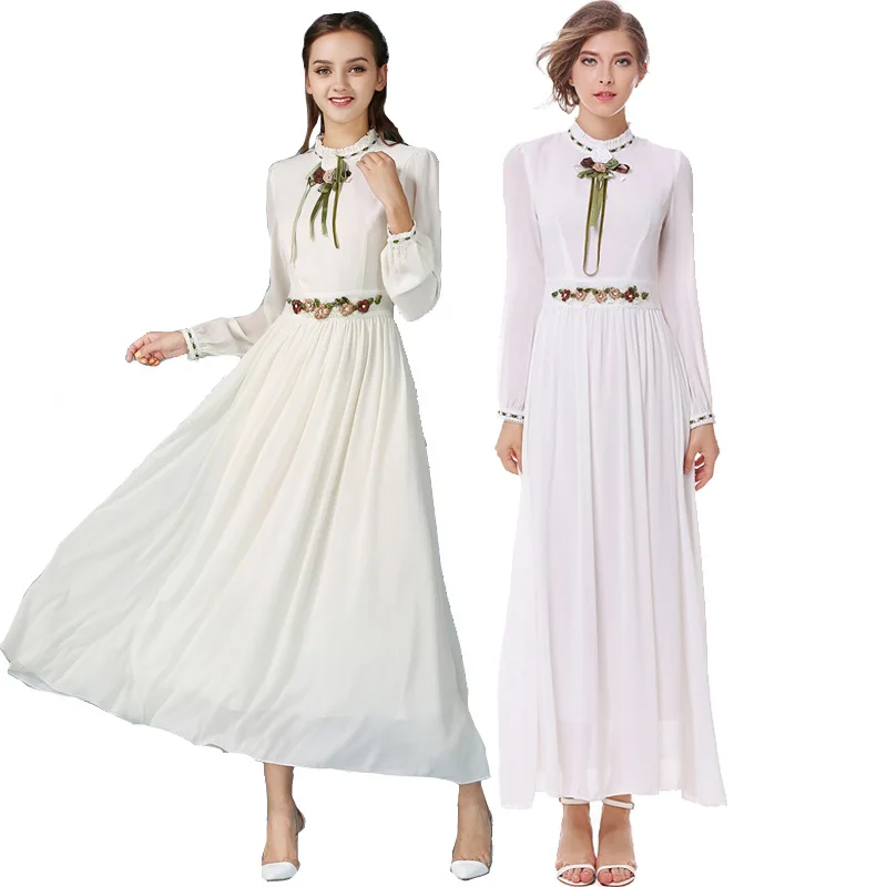 Мусульманское платье в турецком стиле однотонное мусульманское с длинными