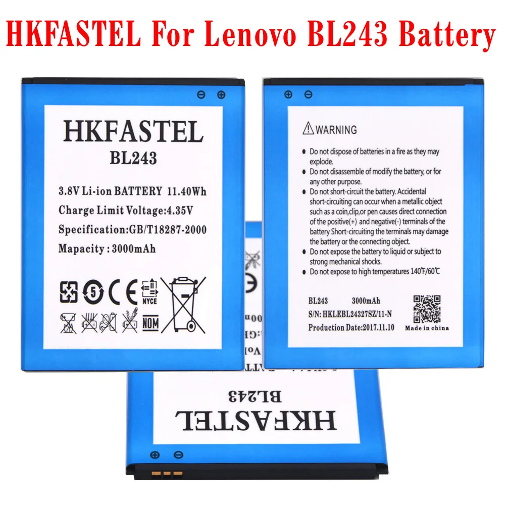 Hkfatel Новый BL243 BL 243 оригинальный аккумулятор мобильного телефона для lenovo Lemon K3 Note