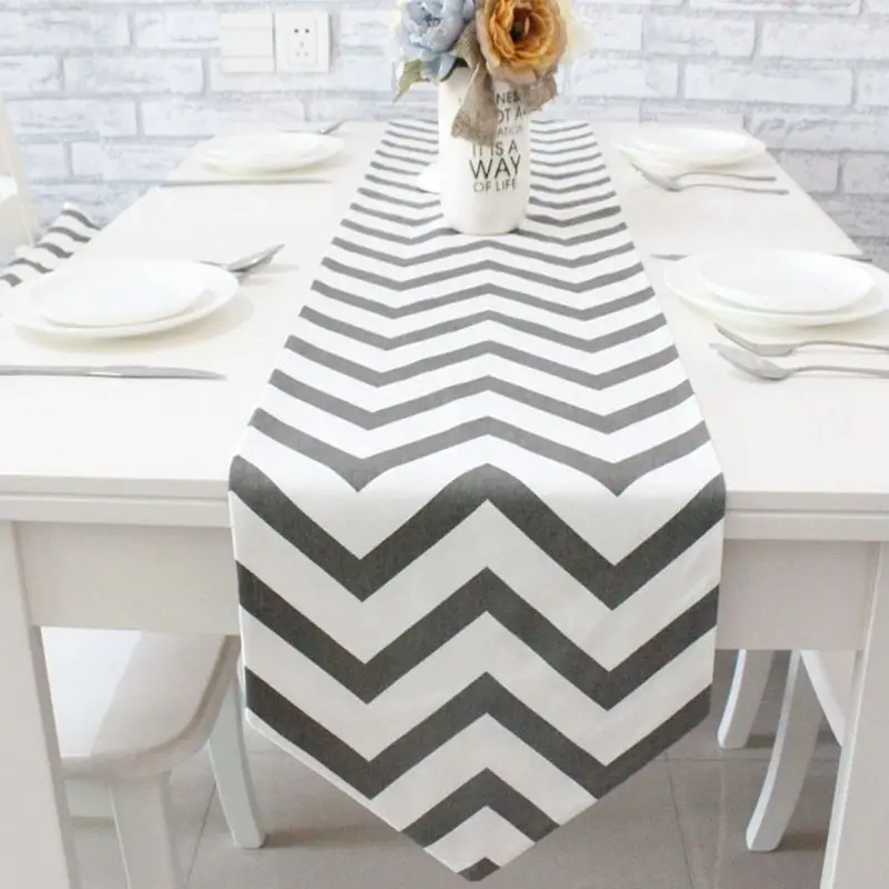 5 Color Simple Style Cotton Table Runners Geometric Print Canvas Ribbon Rustic Home Decoration | Дом и сад