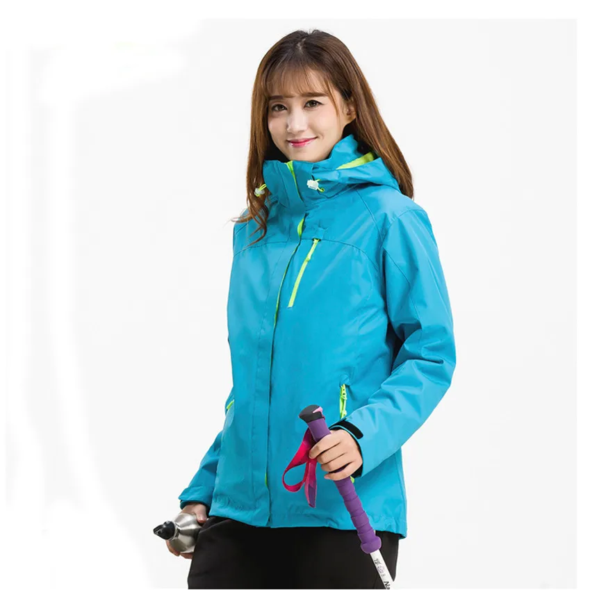 Lake Blue WindTaste женская зимняя флисовая походная куртка из 2 предметов, Спортивная ветровка для походов и кемпинга, термопальто KB017 - Цвет: Lake Blue