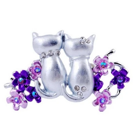 purple Rinhoo брошь для пар натуральные животные любовник броши-булавки в виде кошек сова, броши для женщин ювелирные аксессуары цветок растение брошь с животными - Окраска металла: purple