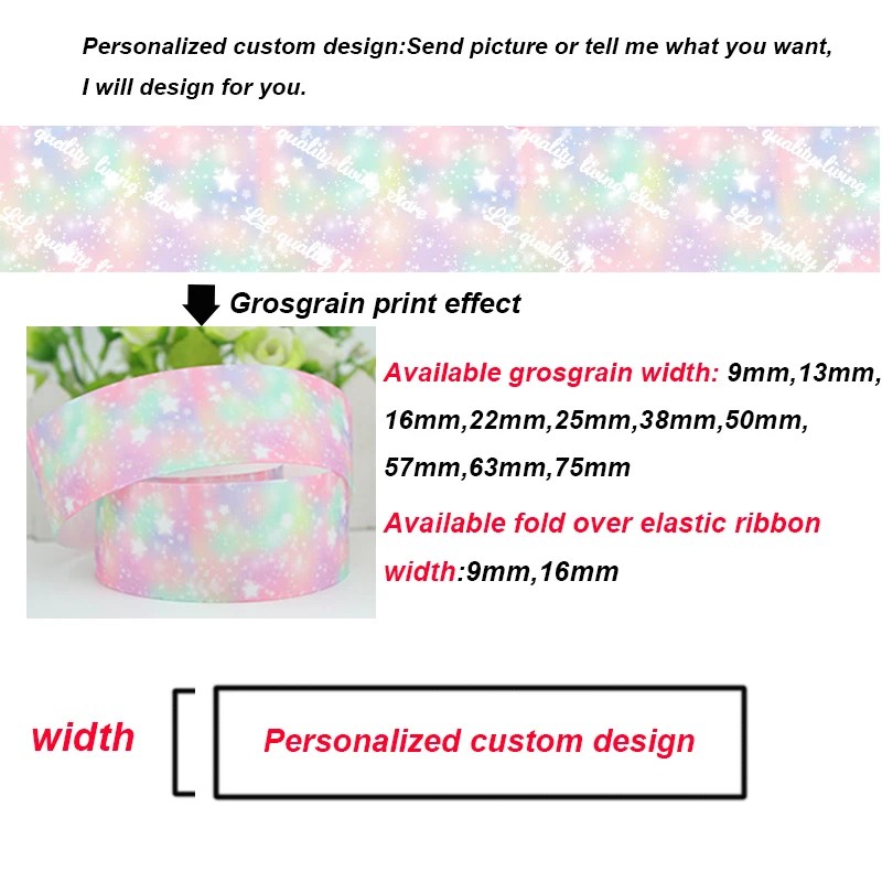 

22mm width heat transfer foil printing solid color grosgrain ribbon custom design pattern wedding accessories 300 yards