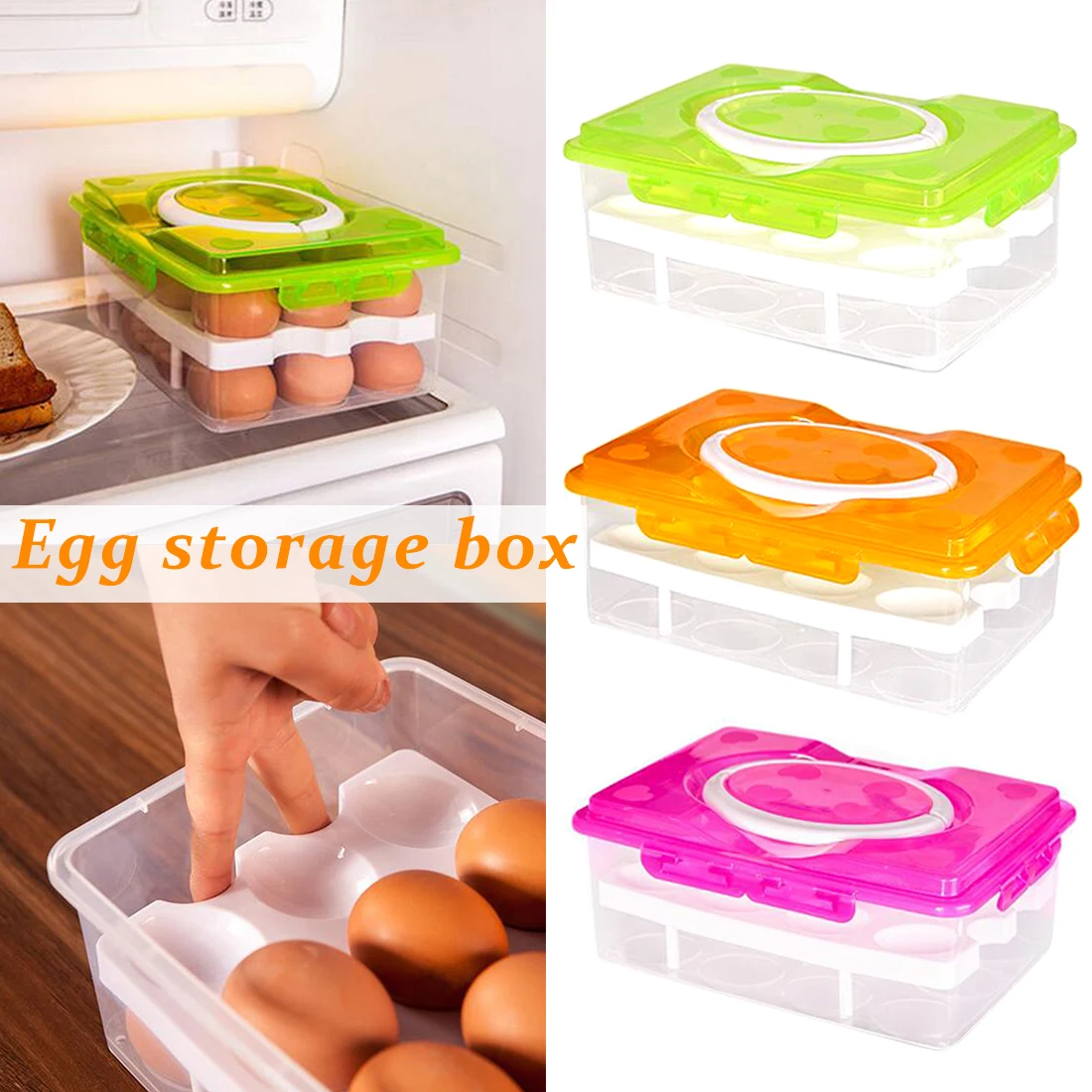 24 Grids Convenient Egg Food Storage Box Kitchen Refrigerator Anti-Collision Tray Container Accessories Supplies Cases