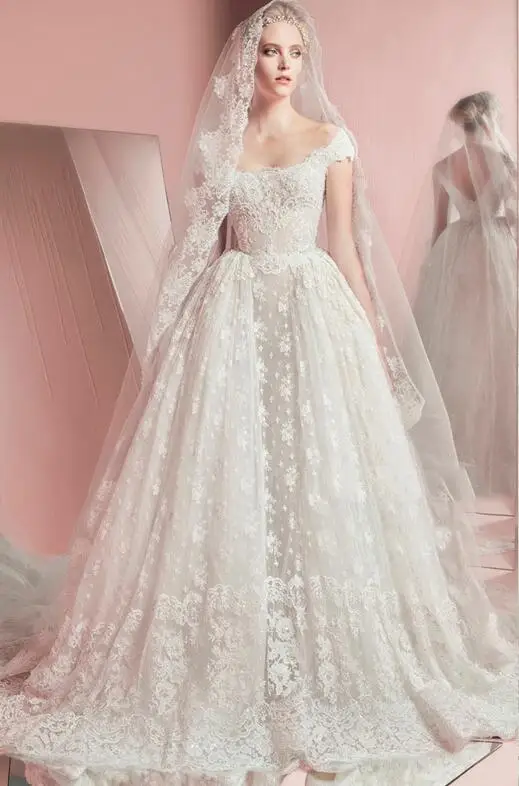 Роскошное кружевное бальное платье Vestido De Noiva, недорогое кружевное свадебное платье для принцессы с открытой спиной, платье для невесты - Цвет: Белый