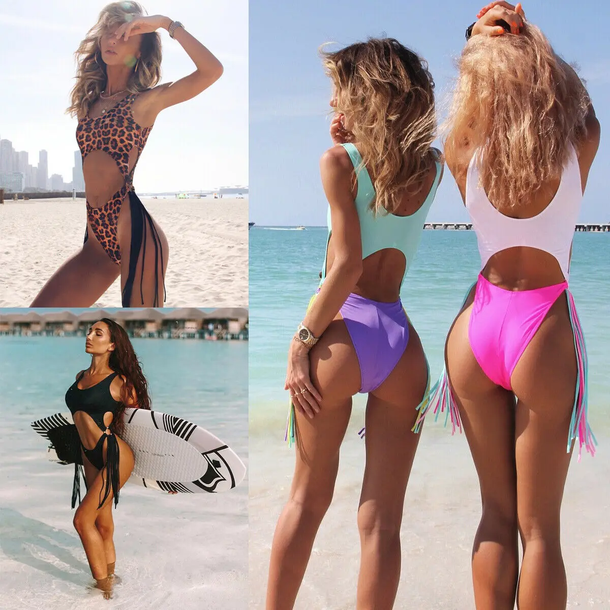 Новинка 2019 стильный женский купальник в стиле пэчворк с кисточками и
