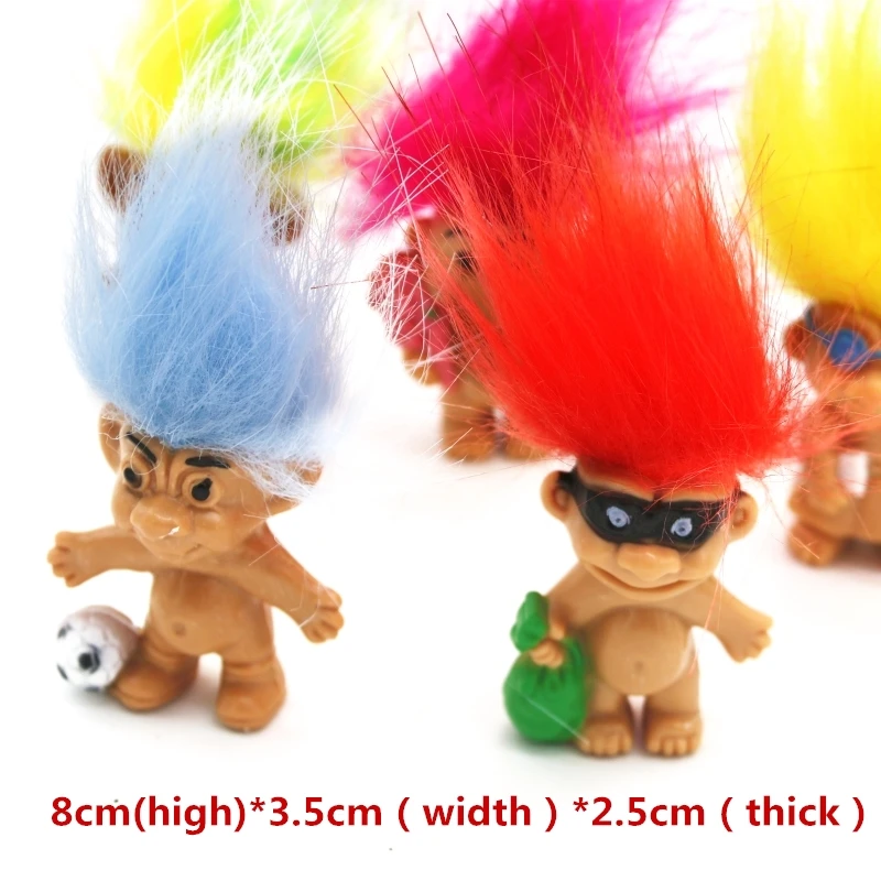 8 шт./партия красочные волосы Тролль кукла семья папа мама ребенок мальчик