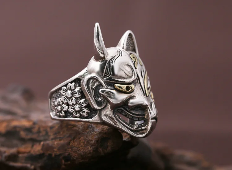 FNJ 925 Серебряное кольцо призрак Модные украшения S925 Стерлинговое Серебряные кольца для Для женщин Для мужчин Размеры 8-10,5 bague цветок