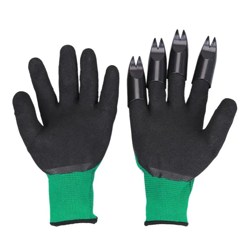 Black-G R Fork Claw 1 пара садовых перчаток пластиковые садовые Рабочие резиновые перчатки с 4 когтями быстро легко копать и сажать для копания посадки - Цвет: Black-G R Fork Claw