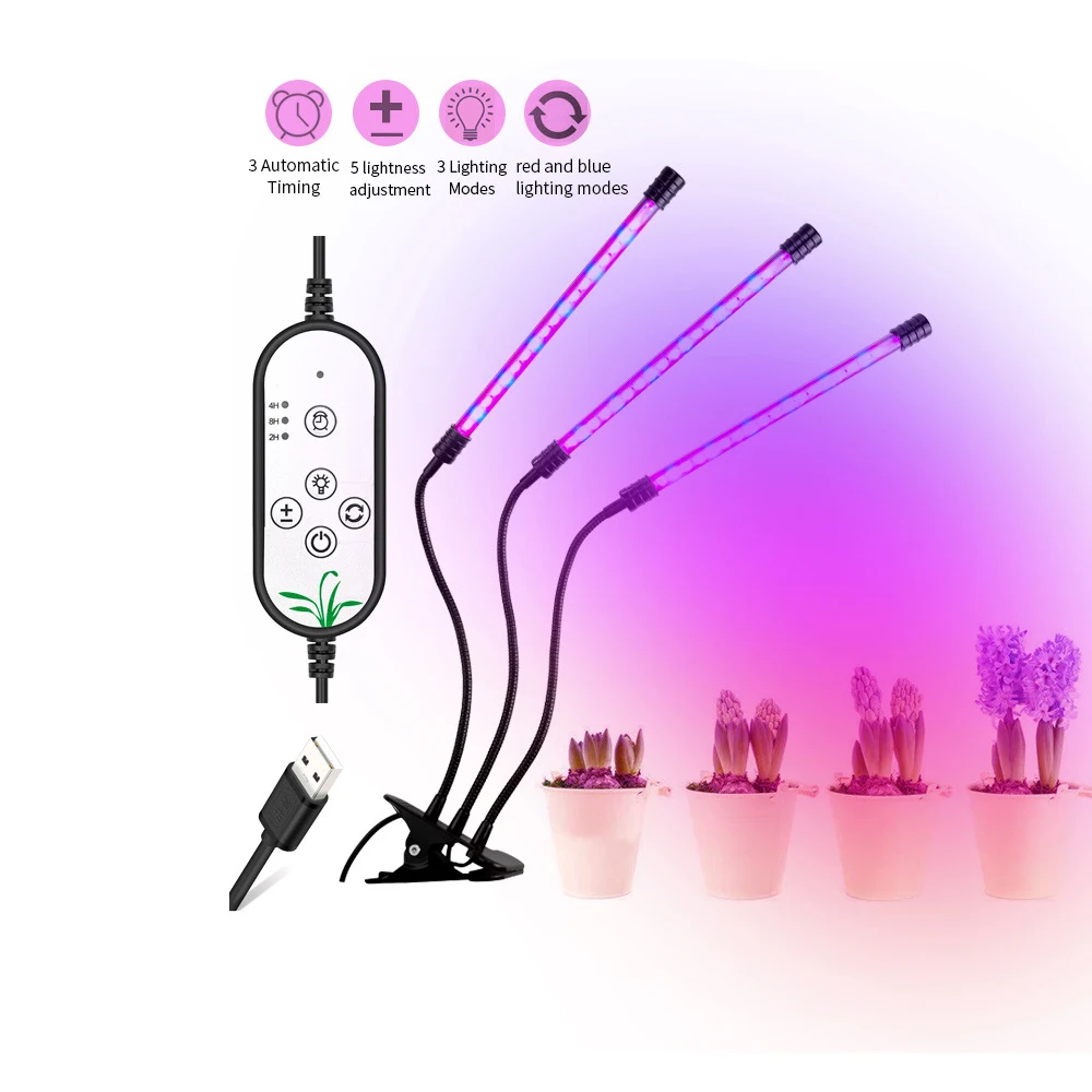 

Светодиодный светильник для выращивания USB Fitolampy светодиодный 3 головы полный спектр фитолампа с контроллером для растительного цветка рас...
