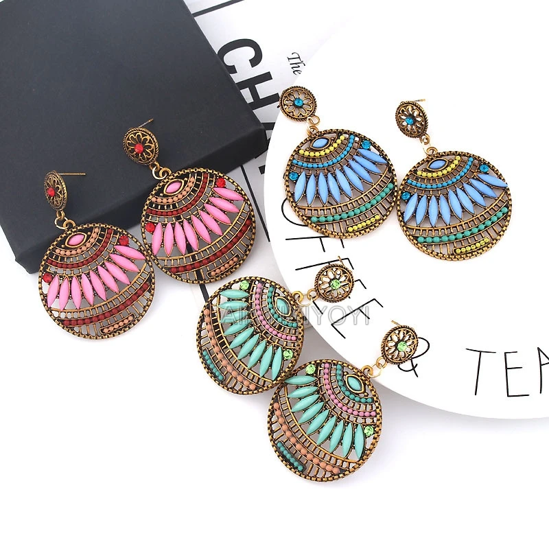 Винтажный богемный в этническом стиле круглый кристалл полый дизайн Висячие