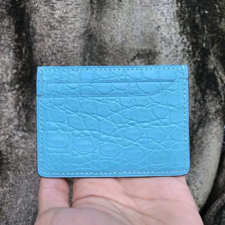 blue4 Настоящий крокодиловый держатель для карт для мужчин и женщин с узором в виде гальки, Роскошный чехол из натуральной кожи для кредитных карт, ID держатель для карт, кошелек, сумочка - Цвет: blue4
