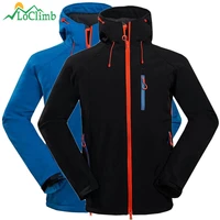 loclimb waterproof fleece softshell ski jacket men winter trekking mountain climbing coat outdoor windproof hiking jacketsam106