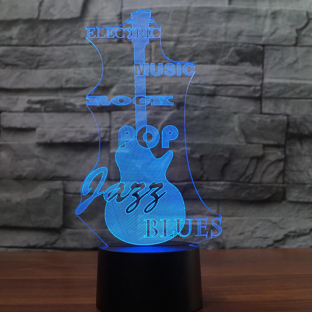 3D Led 7 цветов меняющий Цвет Usb детские подарки светящаяся гитара домашний Декор
