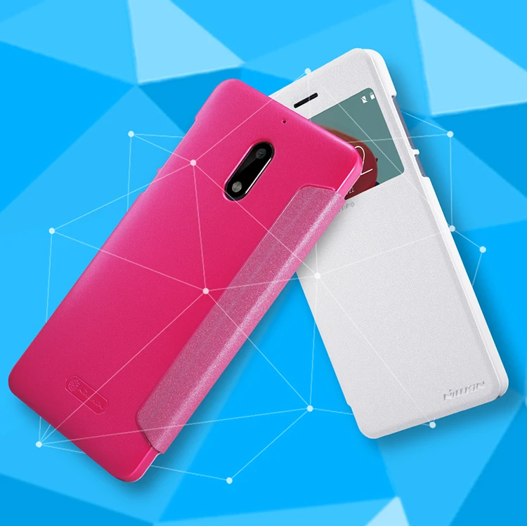 Для Nokia 6 Чехол Флип Смарт ответ Вид из окна кожаный чехол для Nokia 6 5." Nillkin Sparkle Мода бизнес задняя крышка
