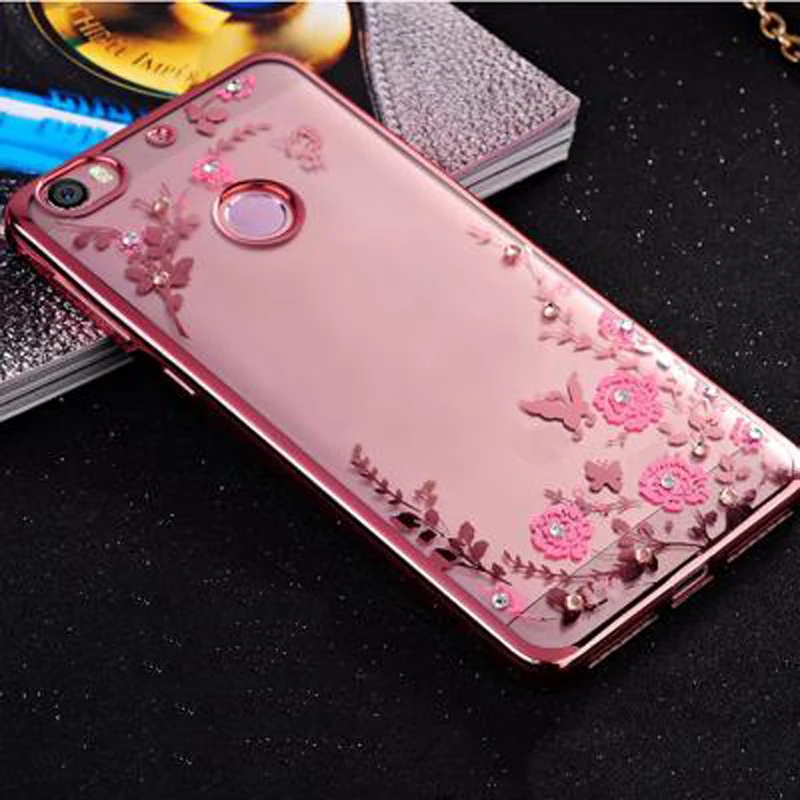 Мягкий чехол для телефона из ТПУ с цветами блестящий бриллиантами силиконовая