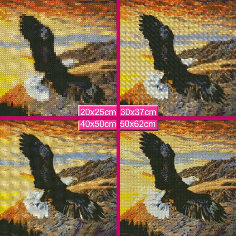 Meian 5D DIY Diamond Painting Animal Eagle Embroidery 3D Cross Stitch Needlework Mosaic Home Decor Christmas|Алмазная мозаика и