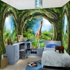 3D стерео Фэнтези Фея Лес Дерево животное дом тематические фрески обои дети спальня фон Настенная картина Papel роспись