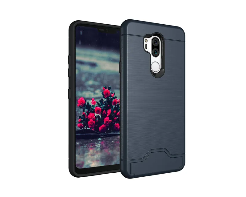 Подставка чехол для LG G7 ThinQ G710 подставки жесткий облегающий чехол для LG G6 с держатель для карт чехлы для телефонов сумки чехол s для LG G7 G 7 G 6 - Цвет: Dark Blue