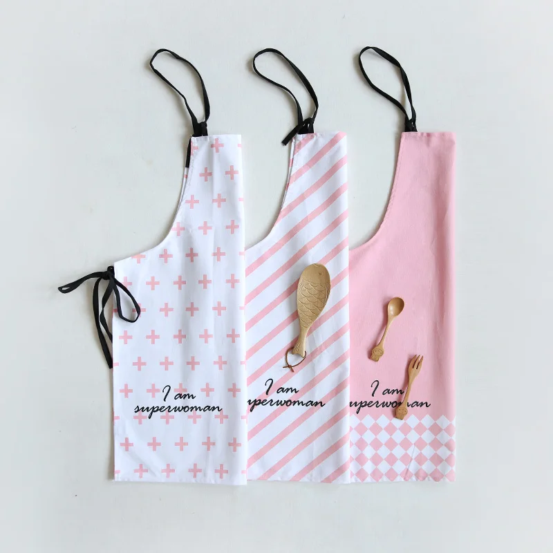 

Pink cotton apron couple models fashion kitchen home cooking baking couple aprons
