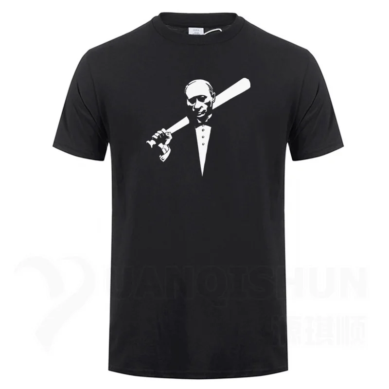 Black 1 Funny Men's Tee Shirt Russian President Vladimir Putin Print T-shirt Top Quality Cotton Short sleeves Tops Fashion Men Tees - Цвет: Black 1
