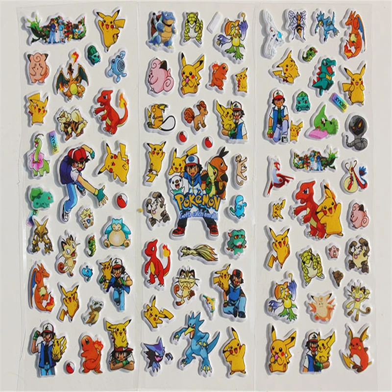 Пикачу 3D Стикеры 20 листов/комплект Pokemon Наклейки для детей дома Декор стены мини-ноутбук 3D Стикеры наклейка на холодильник скейтборд каракули