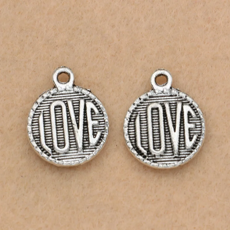 KJjewel античные с серебристым покрытием очаровательный кулон надписью &quotLove&quot для