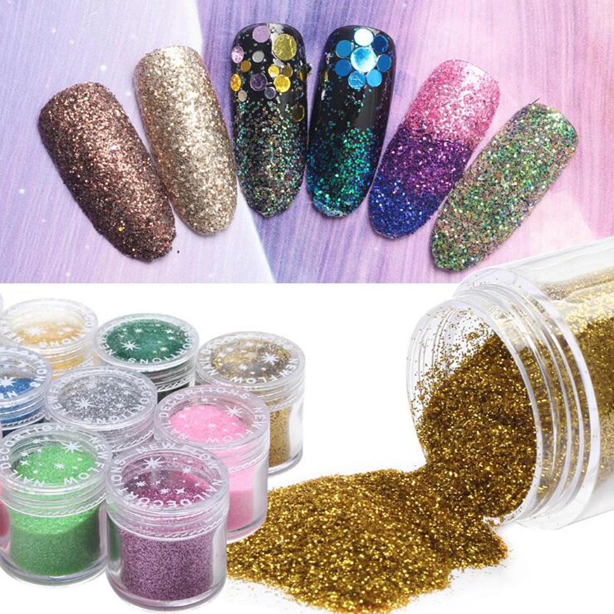 1 коробка блестящая пудра для ногтей лазерный Блестящий Маникюр своими руками