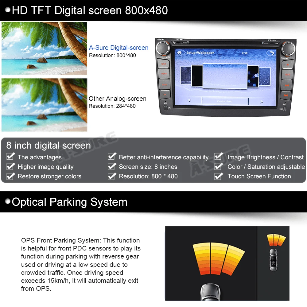 A-Sure 8 Inch 2 Din Radio GPS stereo Navigation DVD Player For Toyota Corolla(2006-2011) DAB+ Rear view camera input | Автомобили и