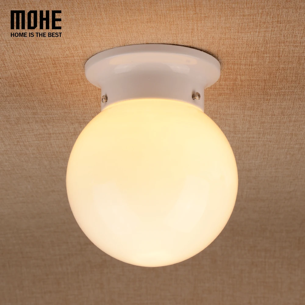 

Простой Круглый светодиодный потолочный светильник из молочного белого стекла для гардеробной, коридора, балкона, крыльца, потолочный свет...