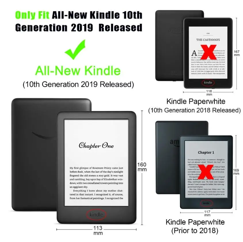 Универсальный чехол для Amazon All New Kindle 2019 кожаный с откидной крышкой 10-го поколения