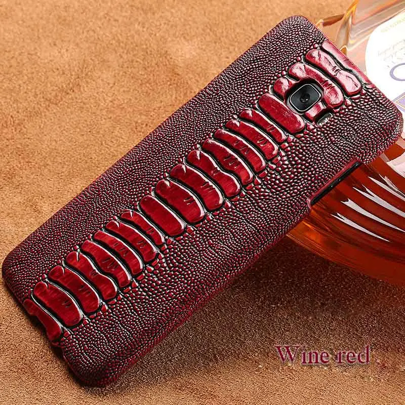 winered Натуральная кожа чехол для телефона для samsung Galaxy S8 S9 плюс чехол задняя крышка с текстурой Кожи Ящерицы для S7 край A5 A7 J3 J5 J7 чехол s - Цвет: winered
