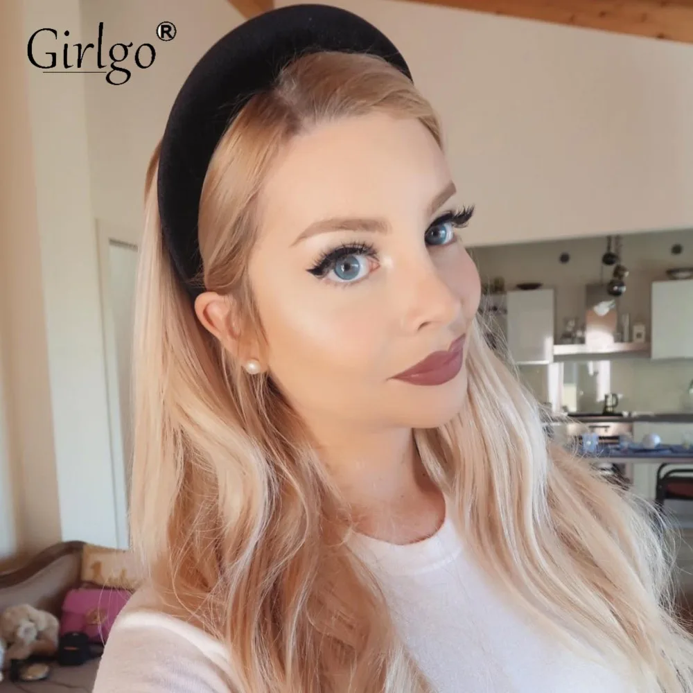 Женская бархатная повязка на голову Girlgo широкая пластиковая модный аксессуар